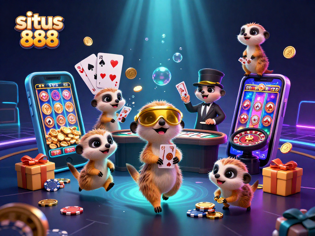 Engage with the vibrant action at situs 888 where meerkats run a lively casino operation, showcasing playful elements of gambling.