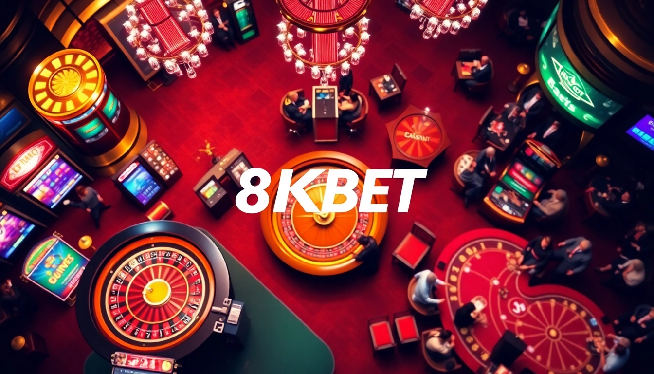 8KBET offers an exciting online casino experience with vibrant gaming elements and a luxurious atmosphere.