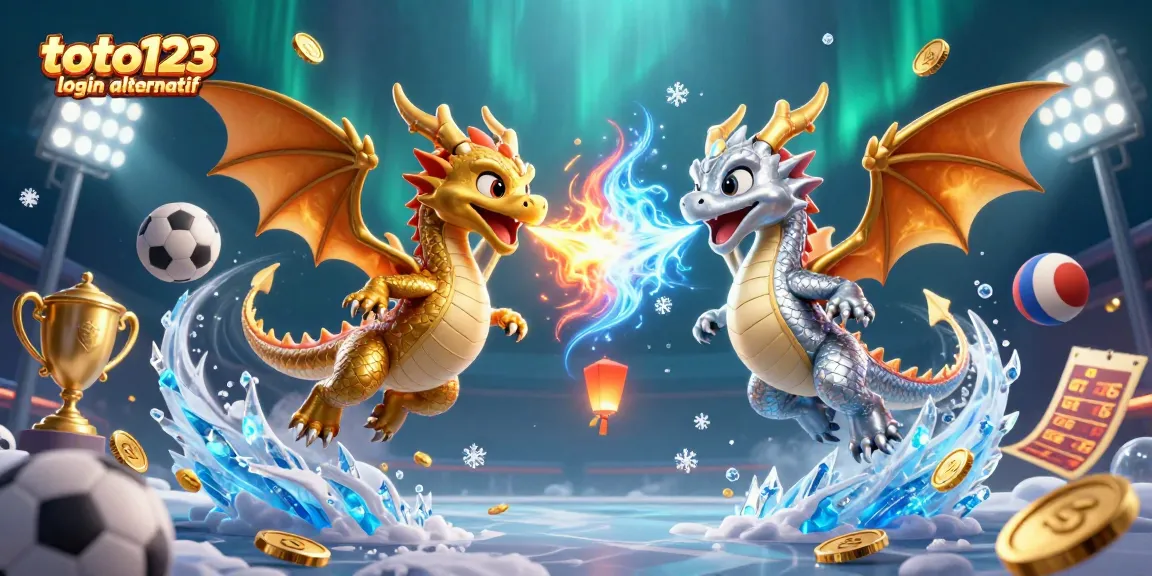 Experience thrilling gameplay at toto123 login alternatif with dynamic illustrations of dragons and sports elements.