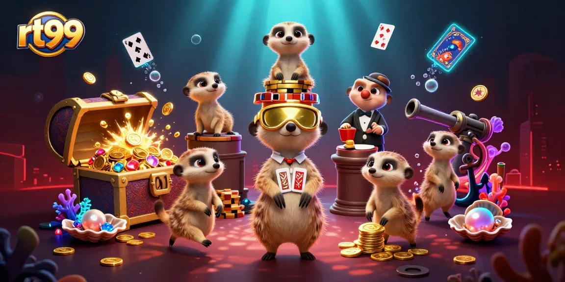 Experience the thrills at rt99 with meerkats managing a vibrant casino scene filled with treasures and excitement.