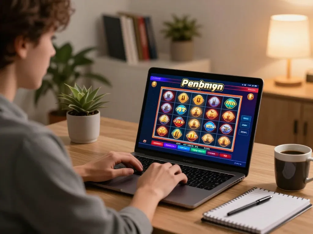 Player enjoying online slots at 23WIN, focused on gaming strategy with colorful interface
