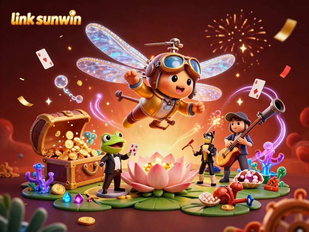 Experience the excitement of gaming with link sunwin in a vibrant 3D casino scene.