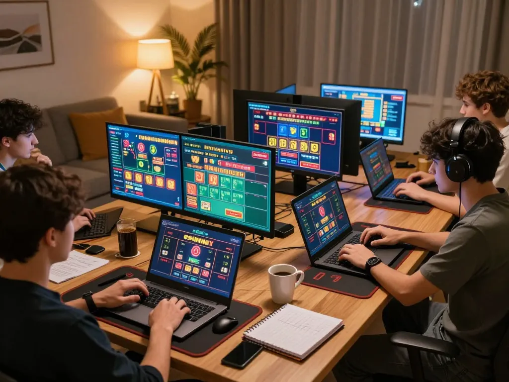 NAGA2000's online gaming session showcasing strategic gameplay with multiple screens.