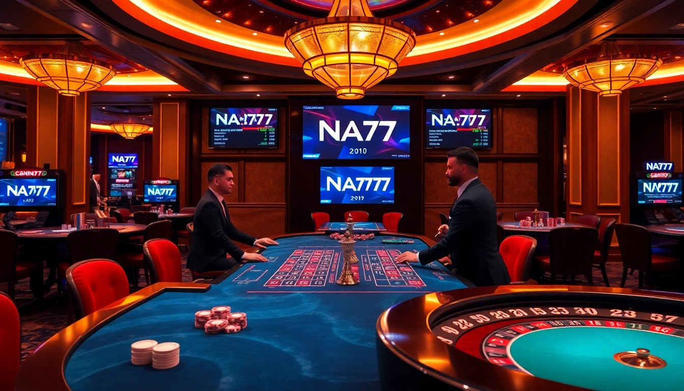 Experience thrilling gameplay at NA777 with professional dealers at an engaging casino table.