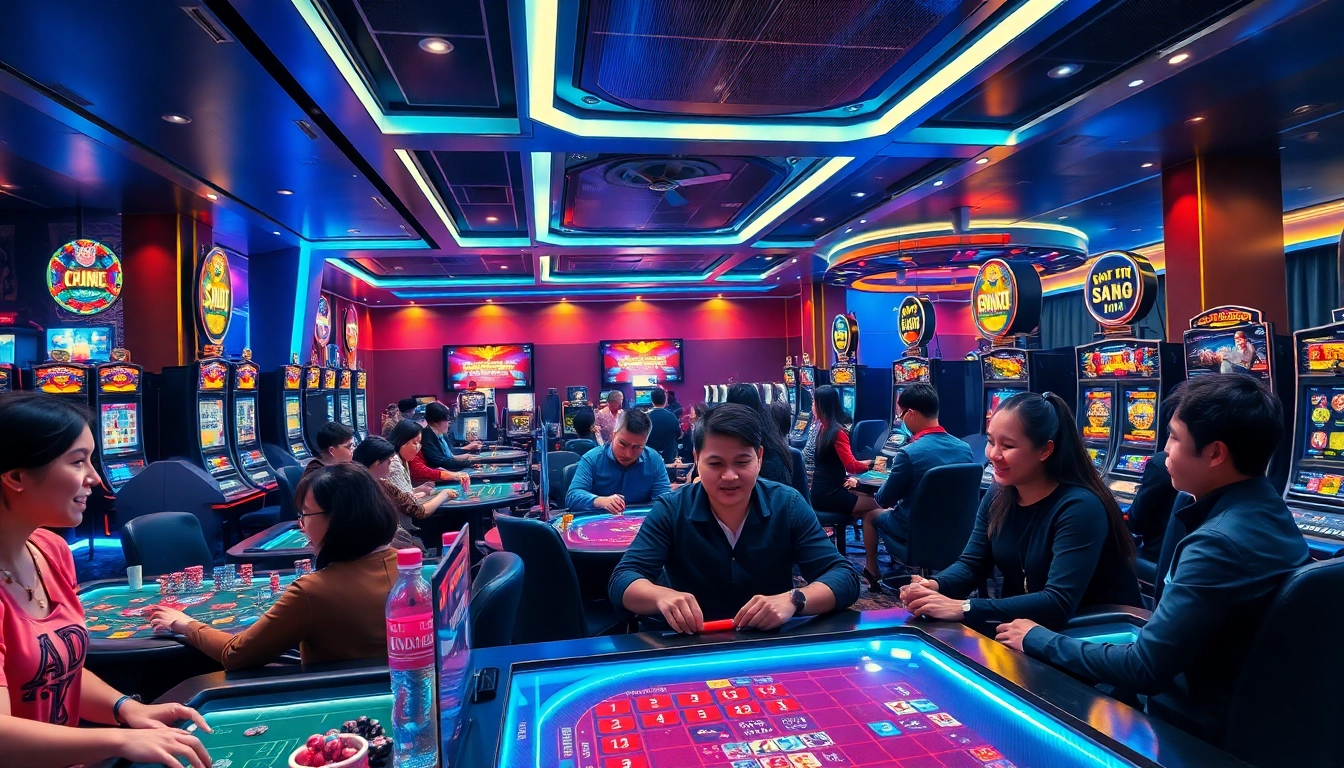 Engaging scene of NHÀ CÁI ST666 casino, showcasing vibrant gaming excitement and innovation.