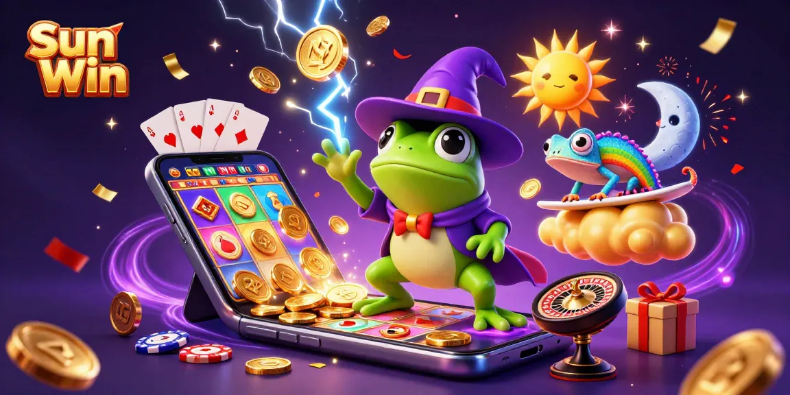 Experience the magic of Sun Win with vibrant 3D characters and exciting casino elements in action.