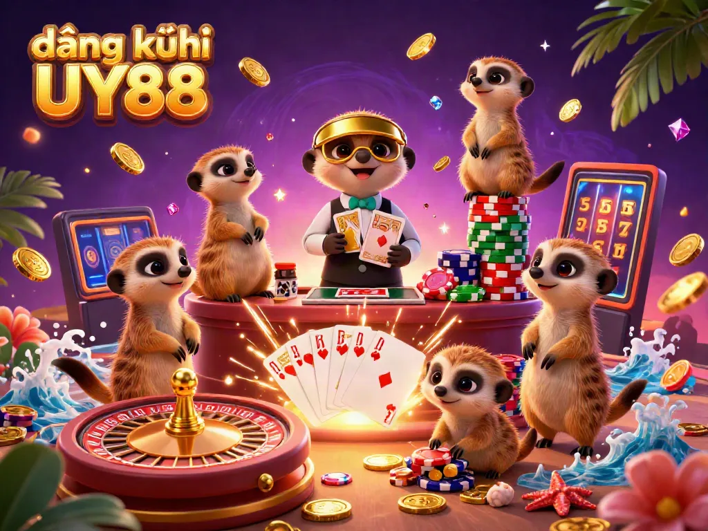 Engage in thrilling gameplay as you đăng ký UY88 at a lively casino with meerkats and sparkling gems.
