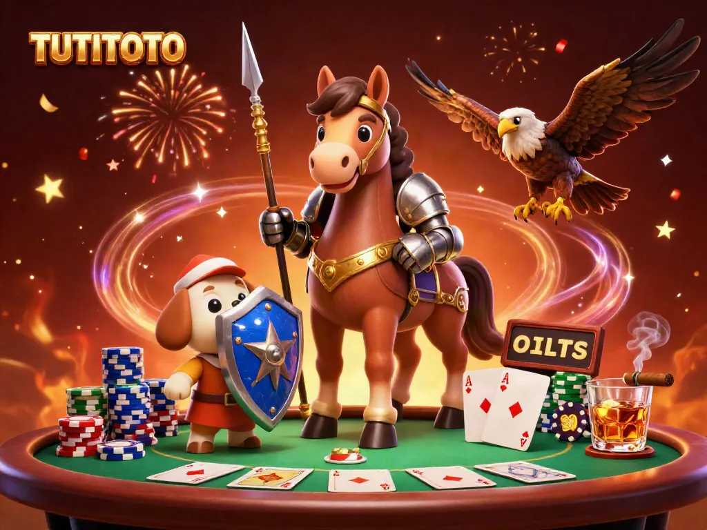 TUTITOTO engaging players at a lively poker scene with colorful chips and cards