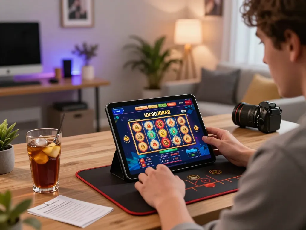 Engage with IDC88JOKER on a modern tablet showcasing exciting slot gameplay.