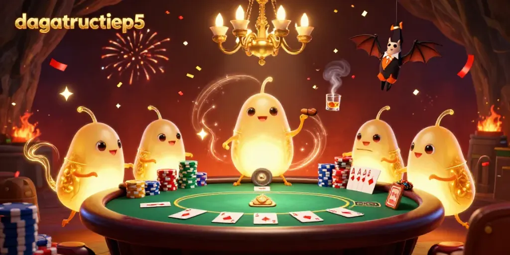 Experience thrilling gameplay at dagatructiep5 with glowing characters lighting up the casino scene.