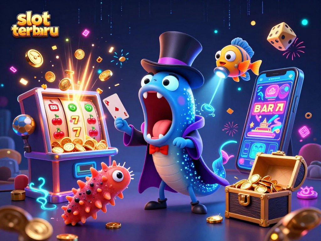 Experience exciting slot terbaru action with a vibrant, dynamic casino scene featuring magical sea creatures.