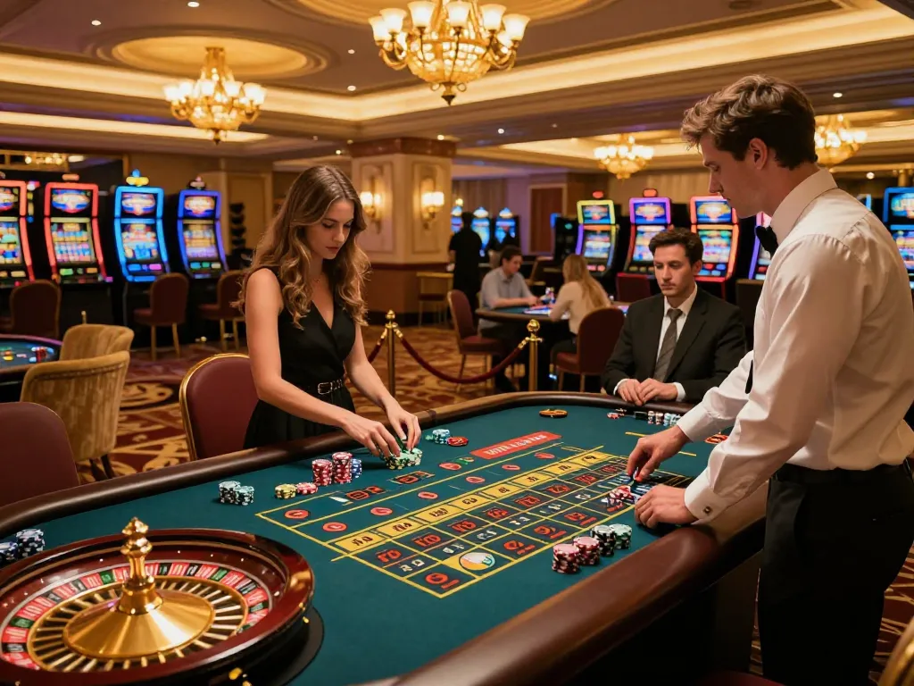 Experience thrilling gameplay at LC88's roulette table in a luxurious casino setting