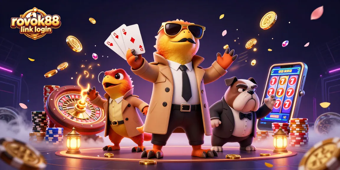 Play exciting games at ROKOK88 link login, featuring three raptors cleverly disguised in a trench coat.