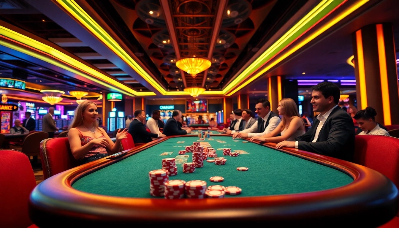 Permainan situs togel menarik di meja poker dengan pemain antusias.