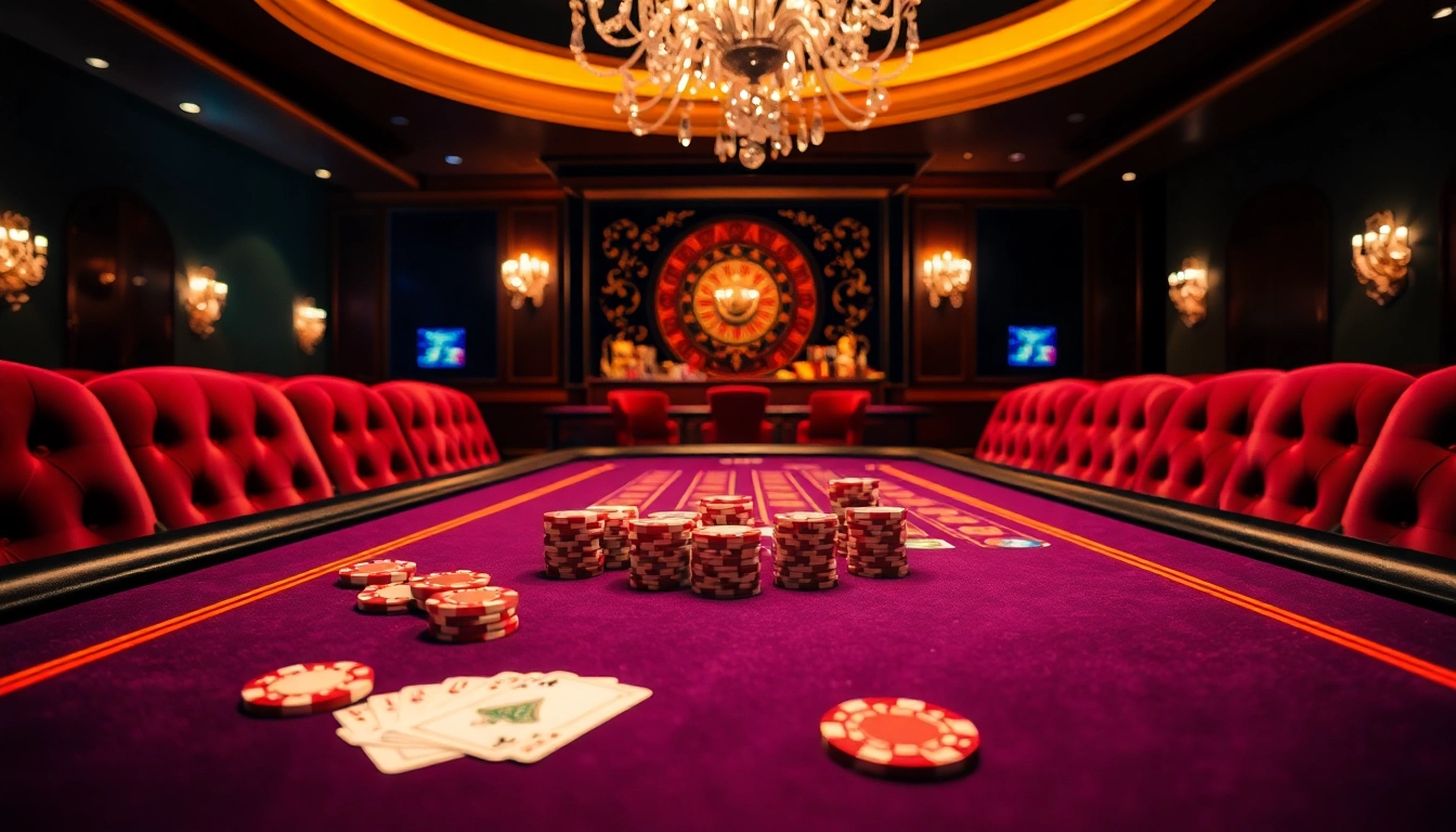 Pengunjung menikmati suasana permainan di mildcasino dengan kartu dan chip berwarna-warni.