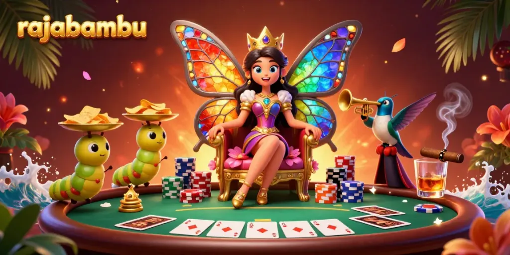 Mainkan rajabambu di kasino online dengan suasana megah dan penuh warna.
