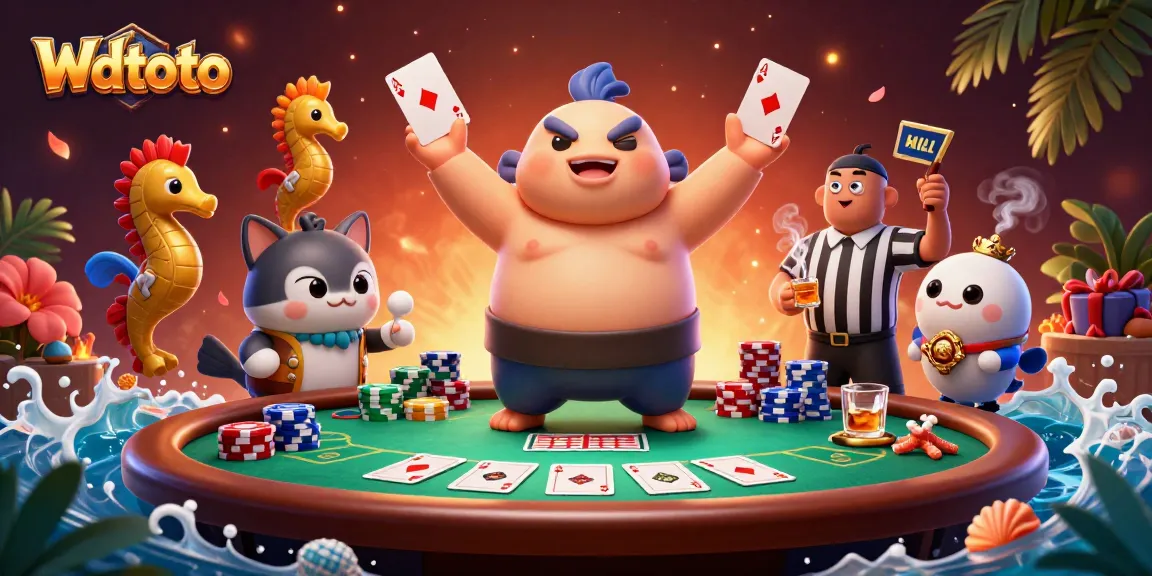 Wdtoto meningkatkan peluang menang sambil bermain poker dalam ilustrasi kasino yang kaya detail.