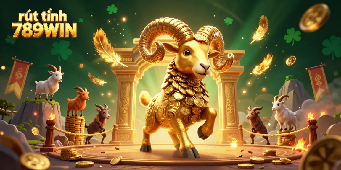 Engage in rút tiền 789WIN excitement with dynamic 3D casino illustration featuring a golden ram.