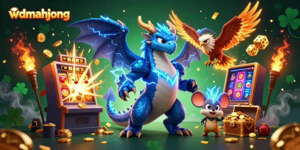 Experience thrilling games with wdmahjong and dynamic 3D characters in a vibrant casino setting.