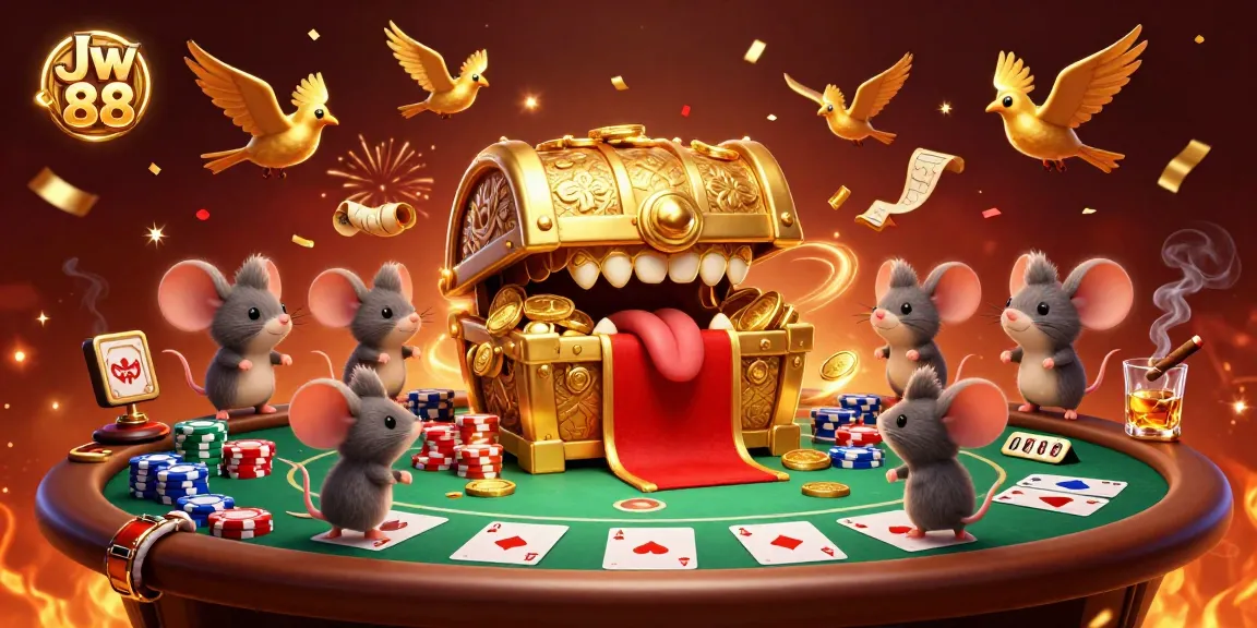 Experience excitement with Jw 88, featuring a vibrant casino scene filled with golden treasures and gaming elements.
