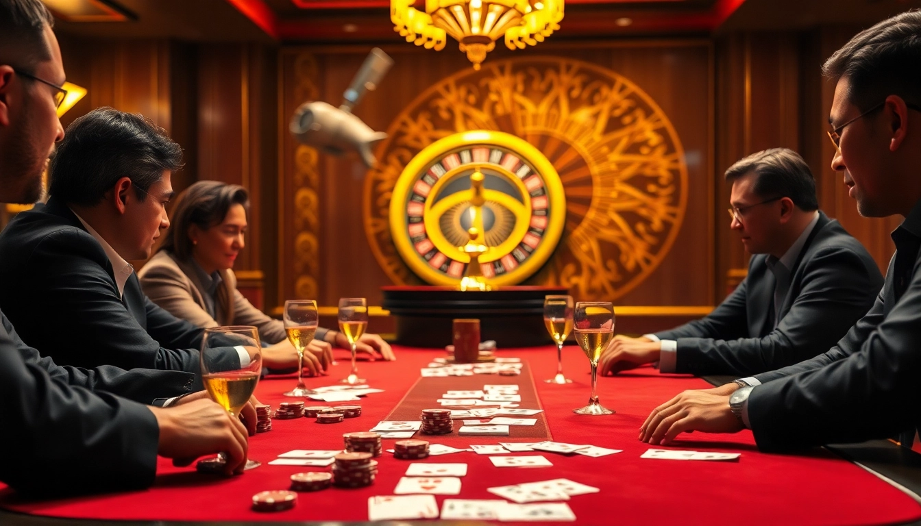 Engaging players at a professional casino table showcasing a nhà cái uy tín experience.