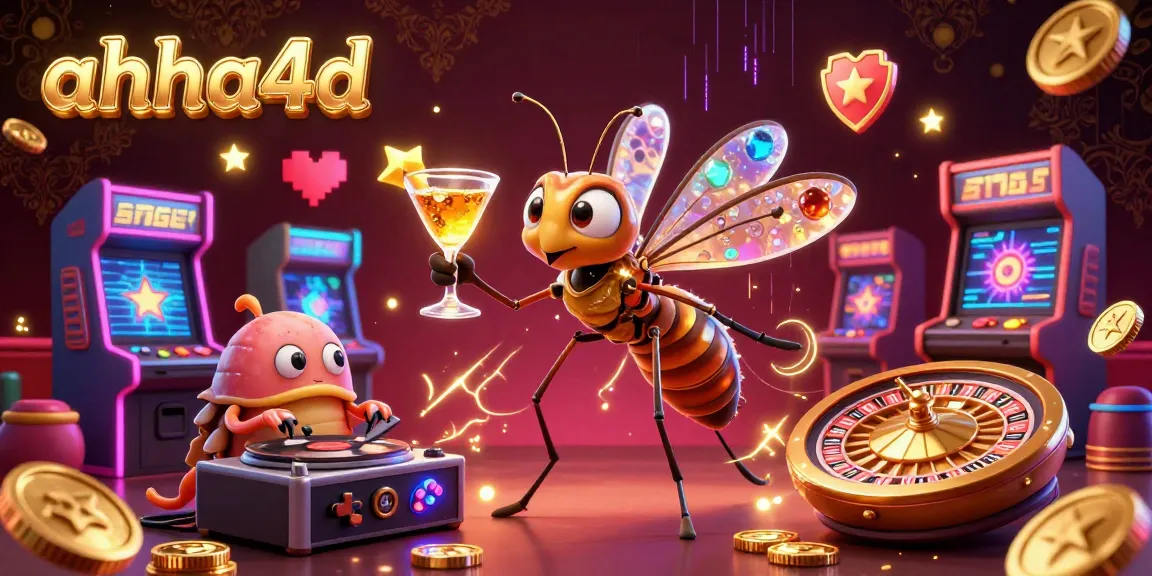 Experience winning moments in ahha4d's dynamic casino scene with vibrant characters and glowing gaming elements.