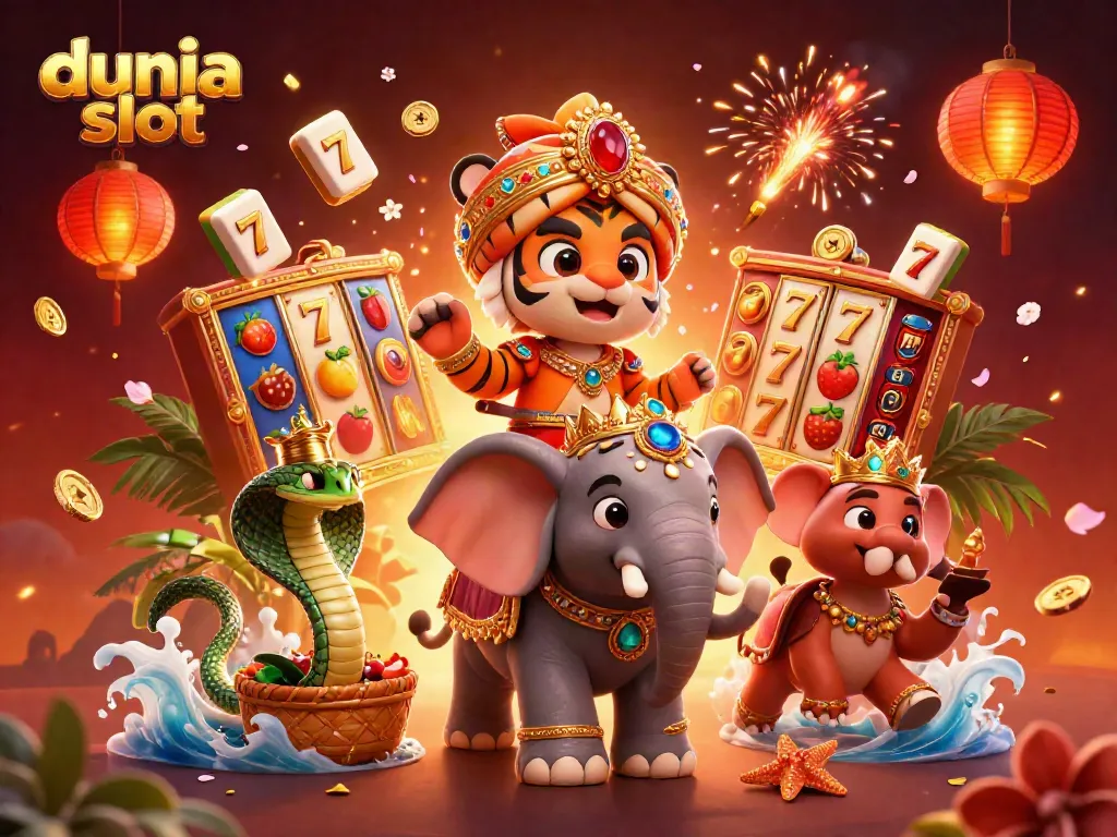 Menggali dunia slot dengan karakter menarik dalam ilustrasi 3D yang penuh warna.