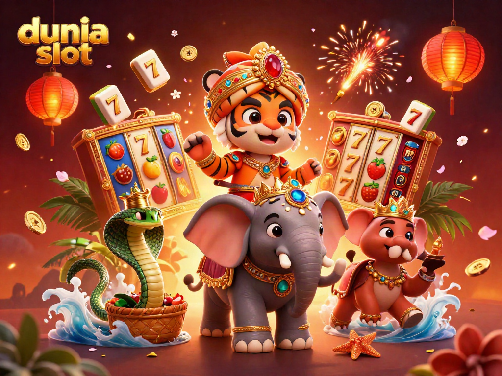 Menggali dunia slot dengan karakter menarik dalam ilustrasi 3D yang penuh warna.