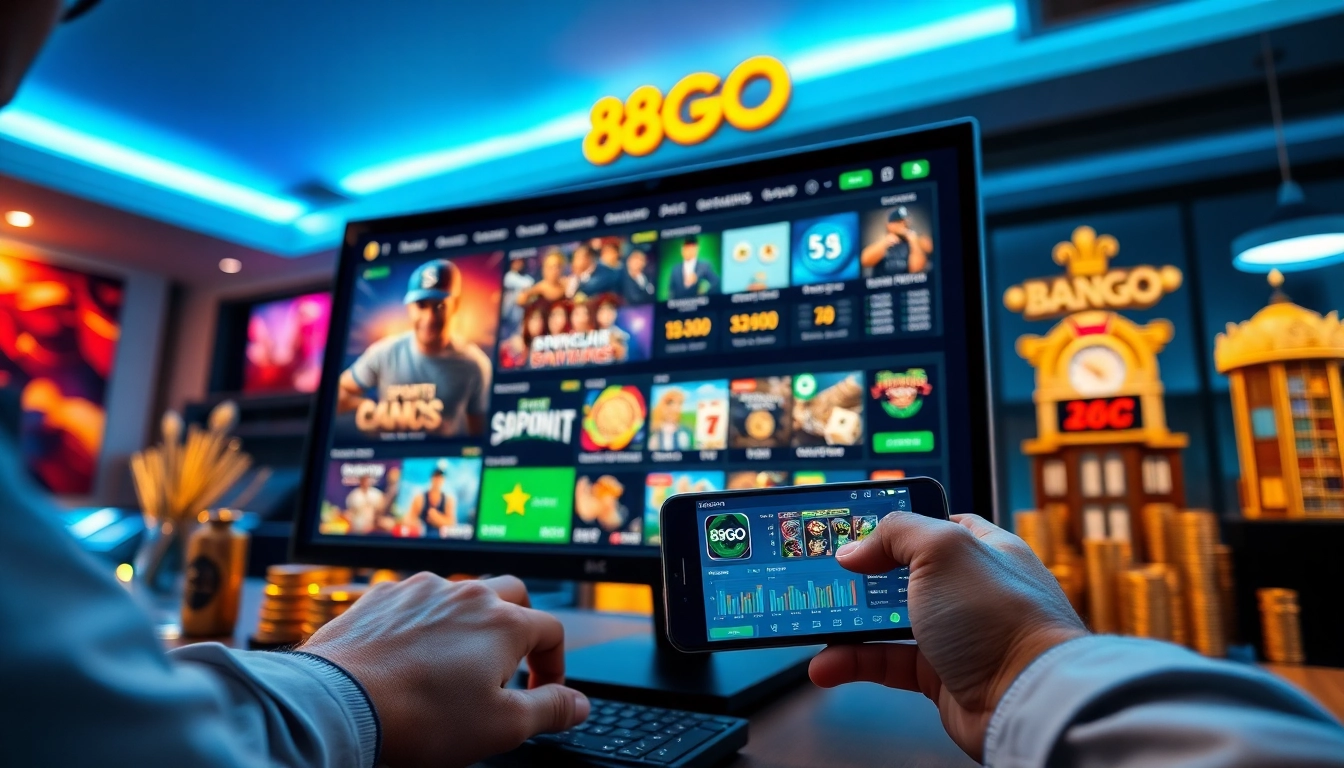 88GO online gaming platform showcasing casino games, sports betting, and app interactions.