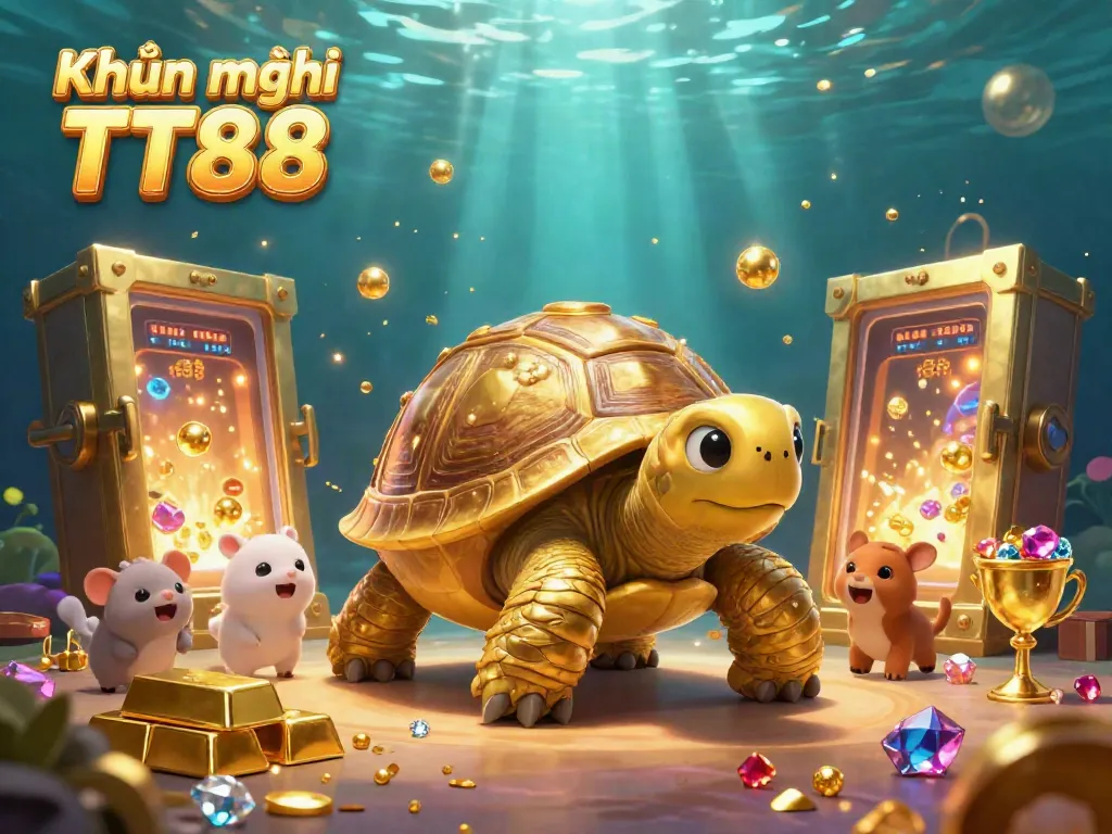 Experience thrilling Khuyến mãi TT88 with dynamic 3D illustrations showcasing gambling excitement and rewards.