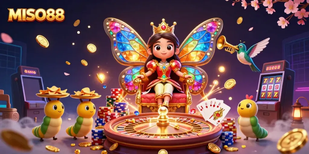 Engage with MISO88's vibrant online casino world featuring colorful characters and rich game elements.