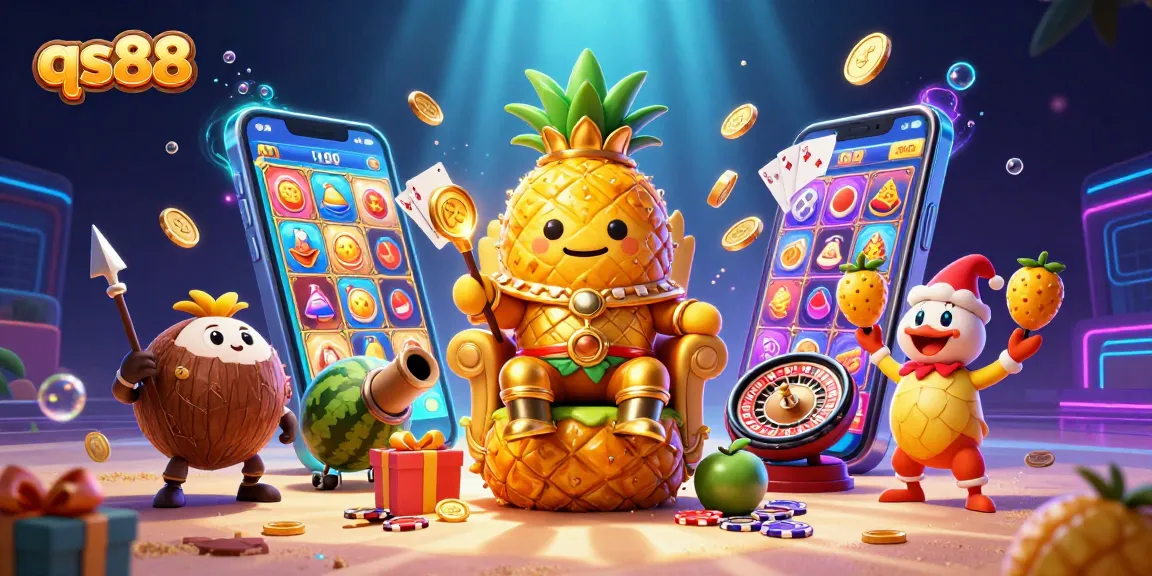 Experience exciting gaming at qs88 with a vibrant 3D casino scene featuring iconic characters.