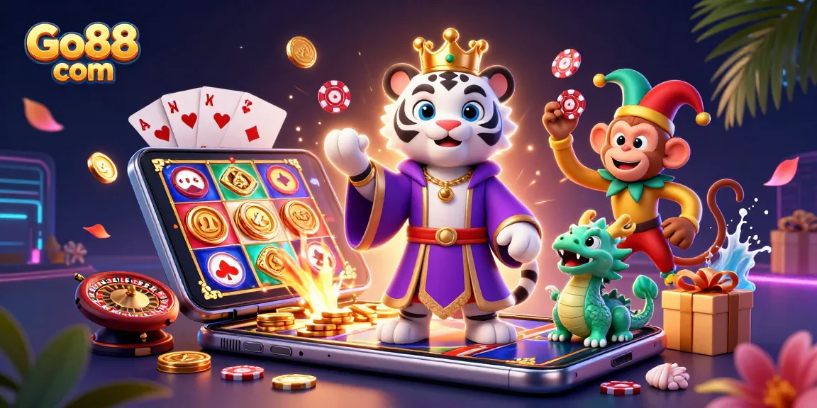 Experience thrilling gaming at Go88 com with a vibrant 3D scene full of casino adventure and excitement.