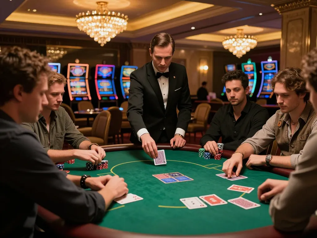 SC88 players engaging in high-stakes poker game with an elegant setup and ambient casino lighting