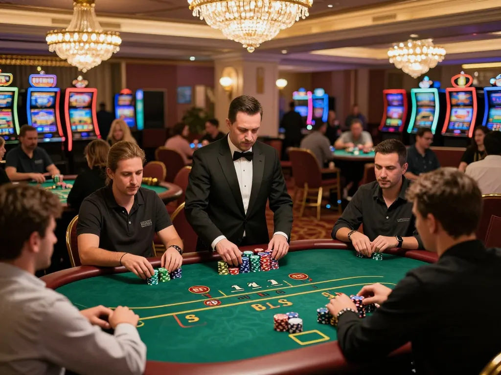 Engaged players at tt88 com casino tables enjoying poker games amidst elegant ambient lighting.