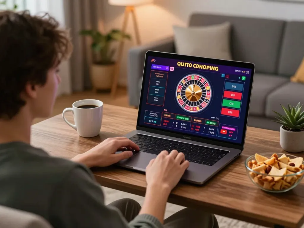 Engaging in live dealer roulette on trang chủ fly88 from a cozy home setting with snacks nearby.