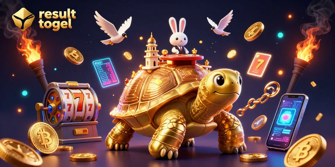 Experience exciting result togel with a golden tortoise casino and vibrant game elements blending together.