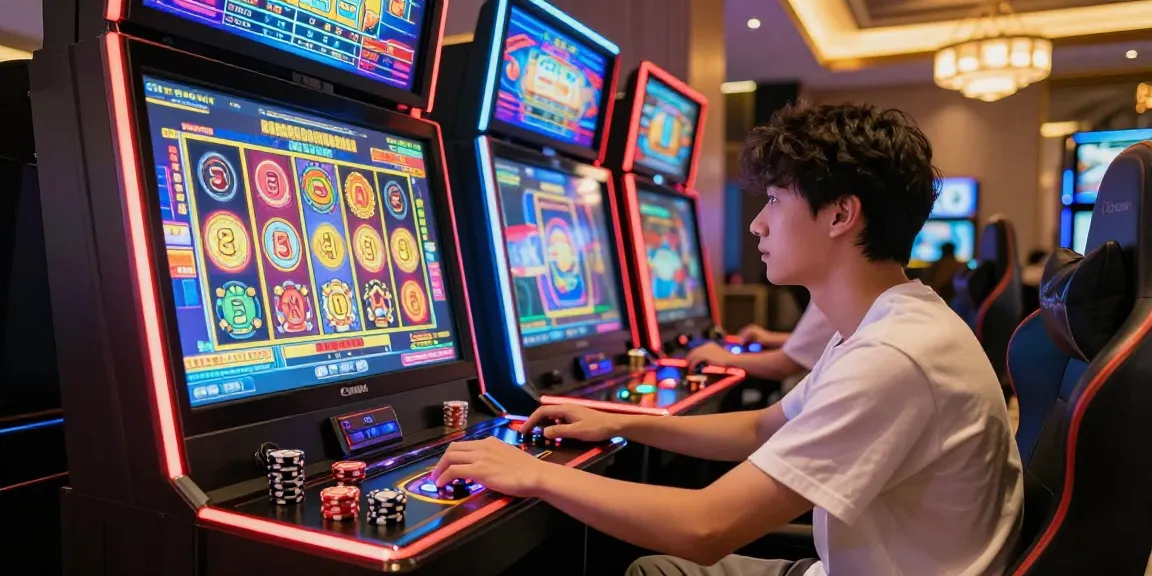LUXURY777 Link Alternatif - Pemain slot online bersemangat dalam lingkungan permainan mewah, dengan grafik cerah dan dekor modern yang menarik.