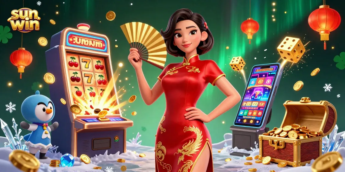 Play exciting slot games at sun win with vibrant casino-themed illustration.
