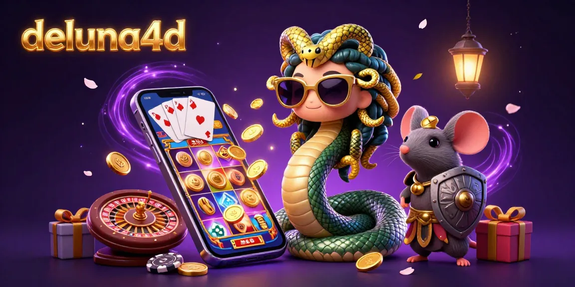 Experience thrilling gameplay with deluna4d, featuring vibrant casino elements and a friendly Medusa in a dynamic 3D scene.