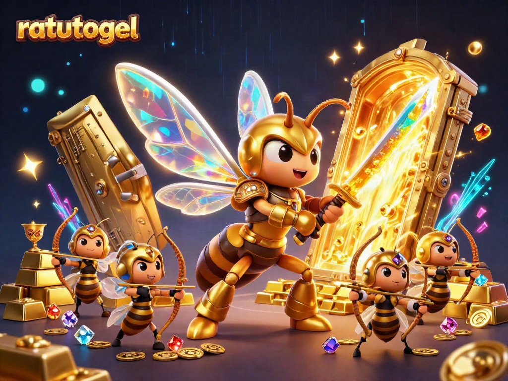 Experience ratutogel excitement with dynamic 3D characters in a vibrant casino treasure scene.