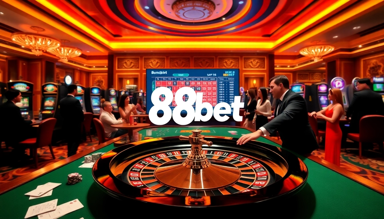 Players engaging in an exciting roulette game at 88bet casino, showcasing vibrant atmosphere and high-stakes action.