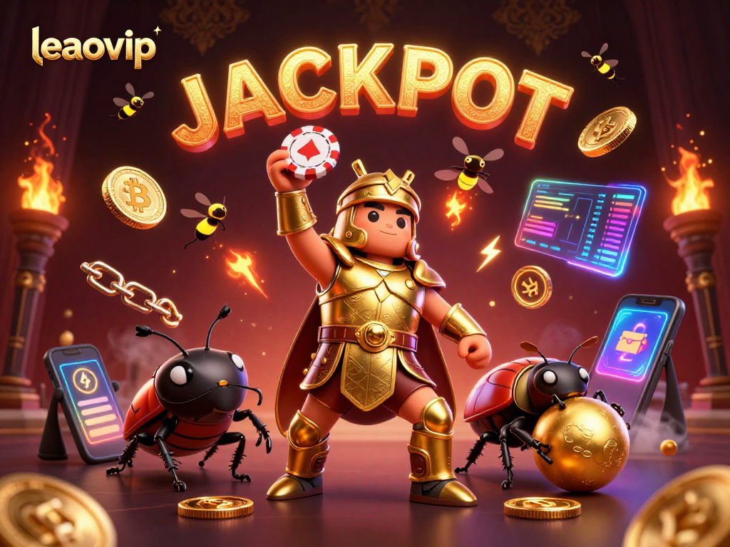 leaovip menangkan jackpot dengan karakter lucu dalam ilustrasi 3D penuh warna.