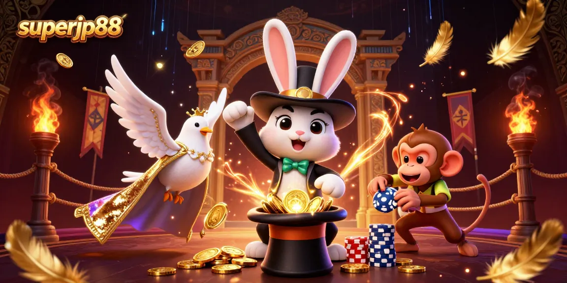 Enjoy thrilling wins with superjp88 in a vibrant casino scene featuring magic and excitement!
