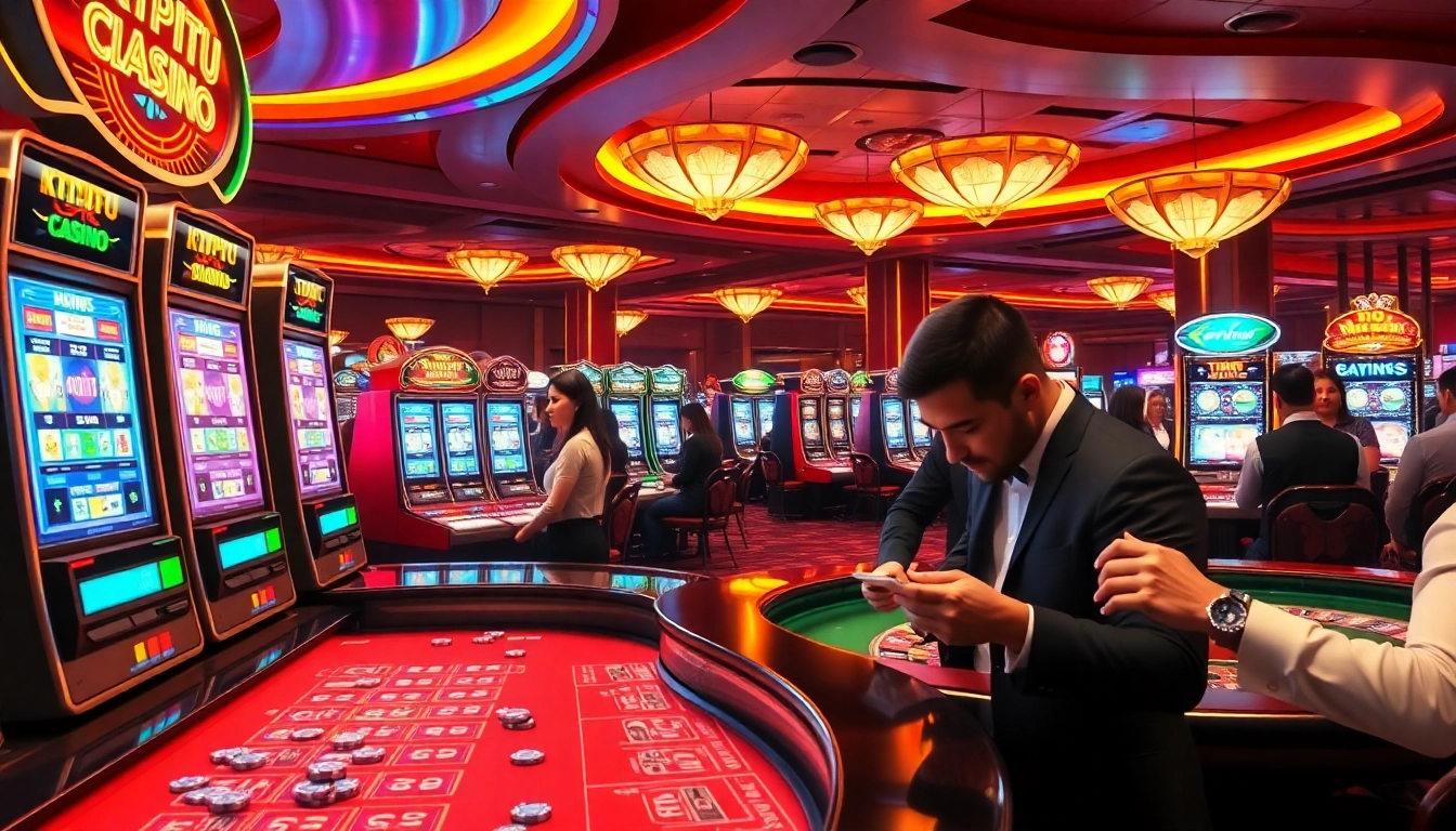 KTPJITU gaming scene filled with slot machines, poker chips, and vibrant casino atmosphere.