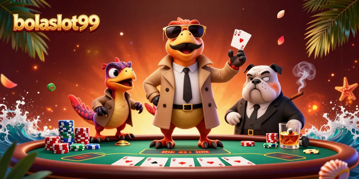 Bolaslot99 raptors in trench coat amusingly attempting VIP entry at a casino.