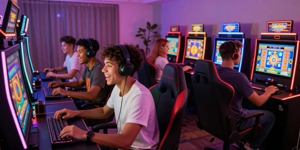 Aktivitas bermain slot online di AHHA4D dengan pemain antusias dan grafik permainan yang menarik.