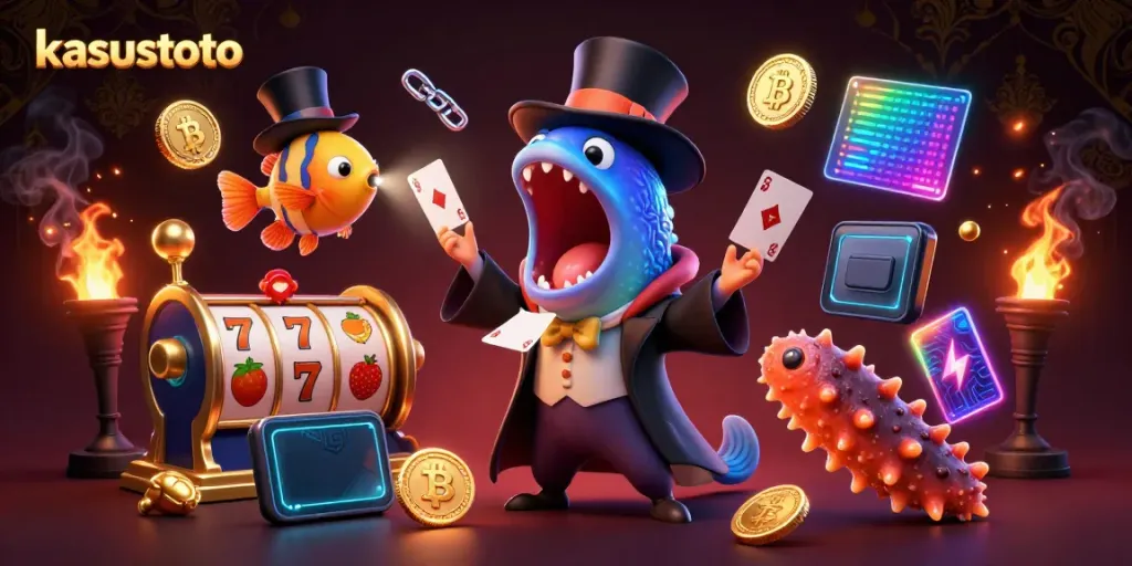 Permainan kartu menarik di kasustoto dengan gulper eel dan cahaya anglerfish dalam suasana slot.