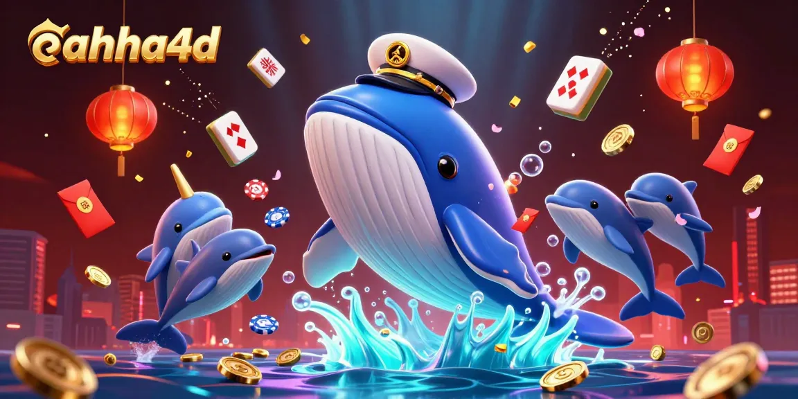 Experience the excitement of ahha4d with a whale in a sea of coins and playful dolphins.