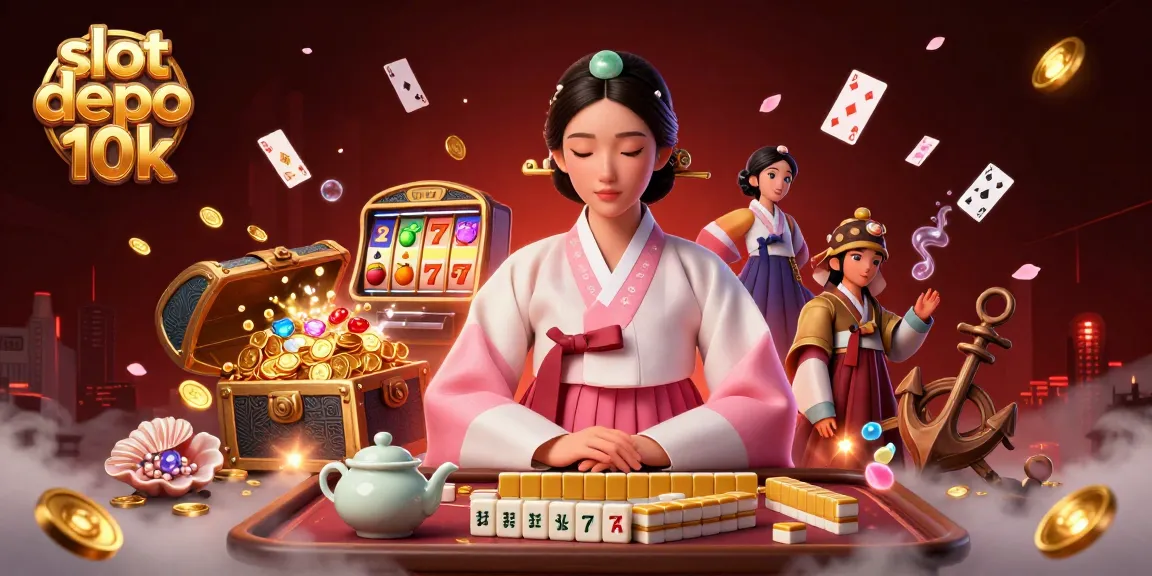 Experience the thrill of slot depo 10k with vibrant casino elements and a serene traditional theme.